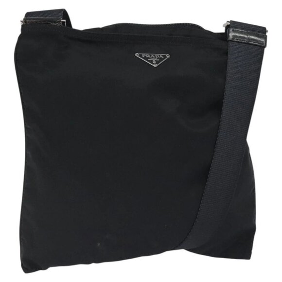PRADA Shoulder Bag Nylon Black Silver Auth - Picture 1 of 15